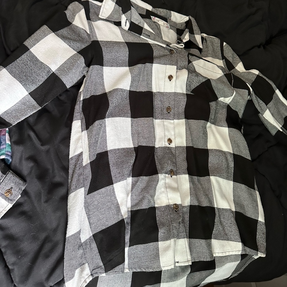 black and white flannel shirt